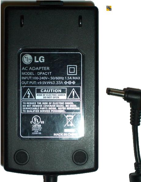 LG DPAC1T AC ADAPTER 9.5VDC 3.33A POWER SUPPLY